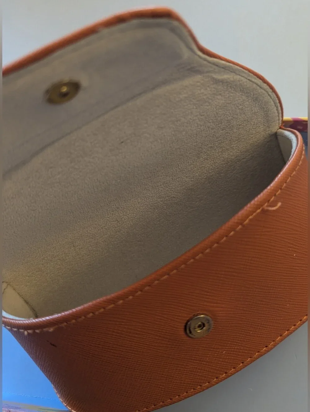 Tory Burch Faux Leather Textured Orange Eyeglasses Sunglasses Case